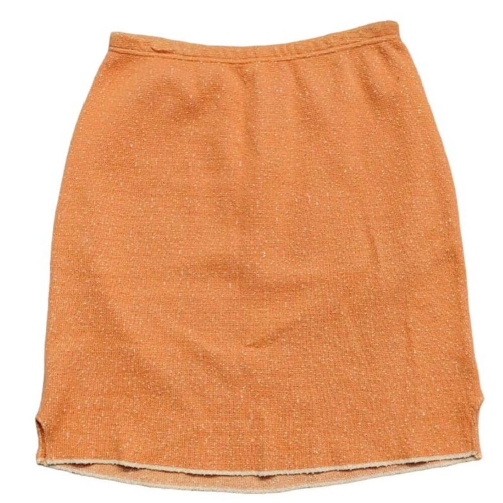 Joan Vass Skirt A-line Waffle Knit Orange Coral Sz 2 Cotton